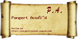 Pangert Acsád névjegykártya
